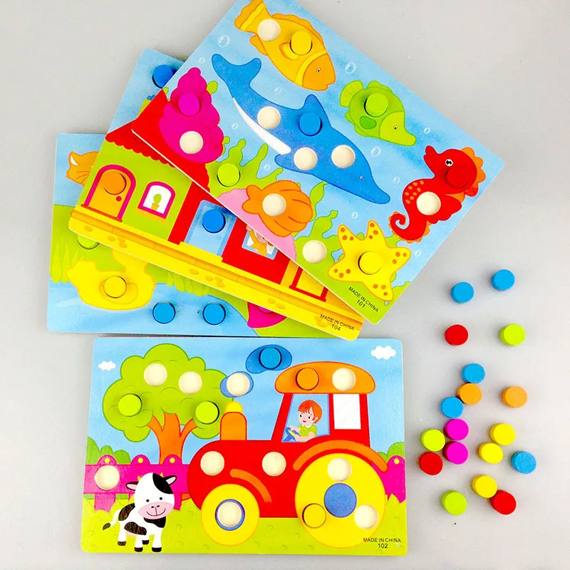 Wooden Puzzle Jigsaw Toy Montessori Baby Toys Wood Cartoon Animal Puzzles Game Kids Early Educational Toys For Children Gifts