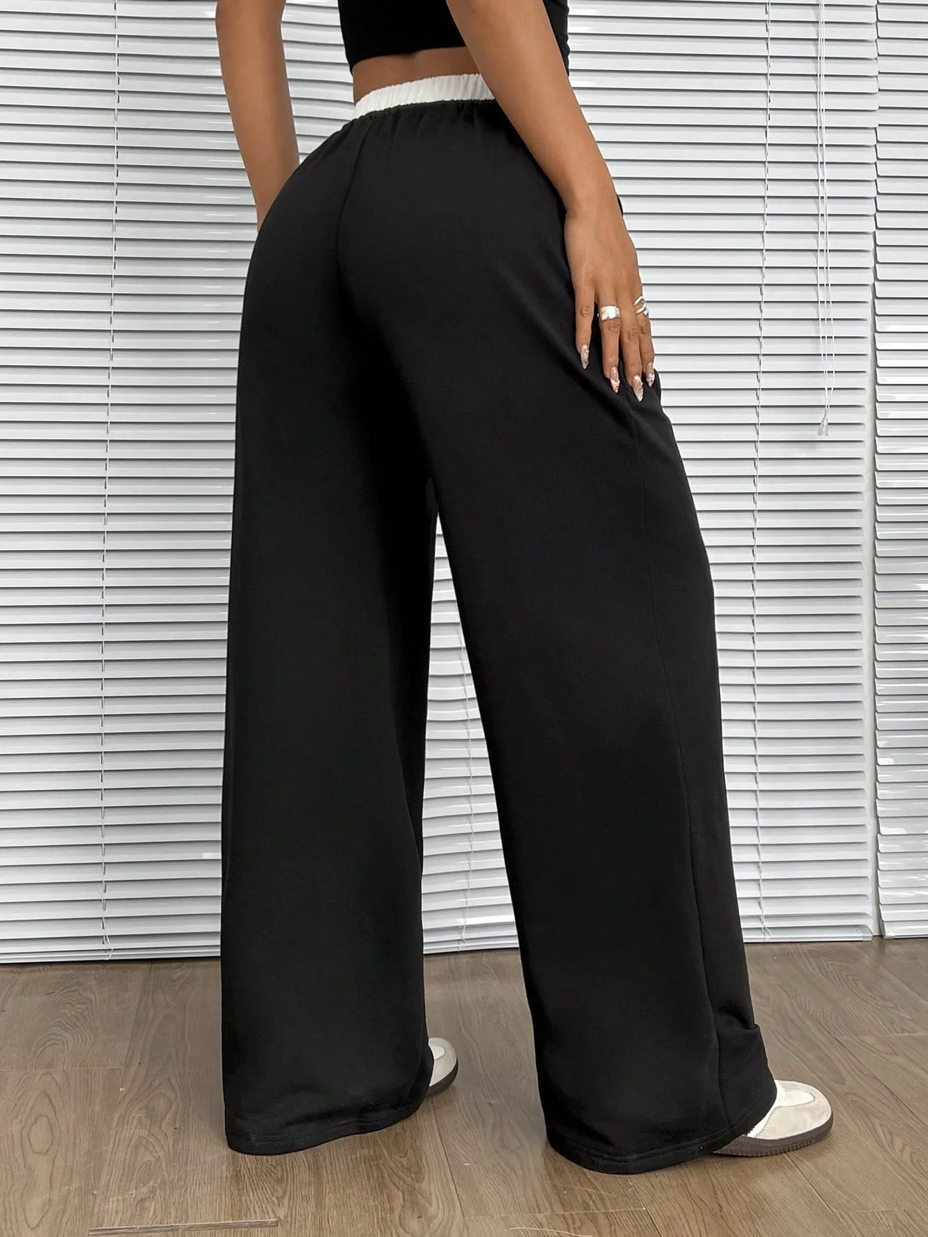 BKLD 2025 Simple Straight Leg Casual Trousers Autumn And Winter Loose Elastic Waist Floor Length Pants Clothes For Women