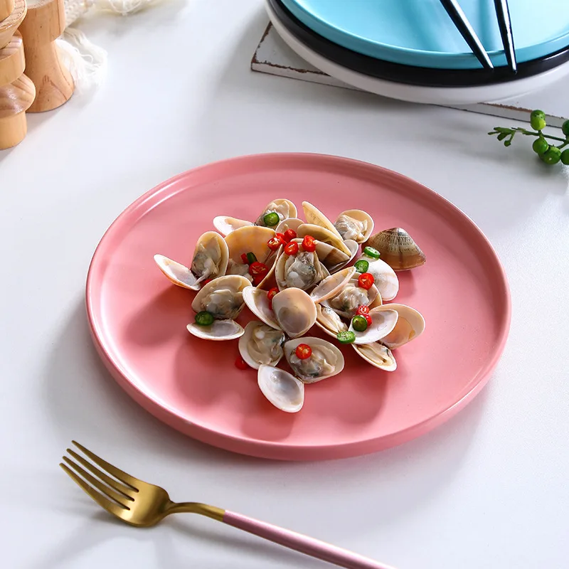 

Nordic macaroon Ceramic Tableware Hotel Western Restaurant Spaghetti Steak Plate Home Salad Dessert Plate