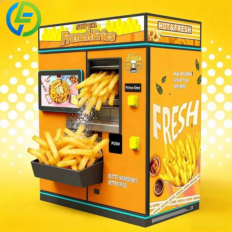French Fries Vending Machine Robot Hot Food Chicken Fry Chip Machine Factory Price with Credit Card Payment System Custom