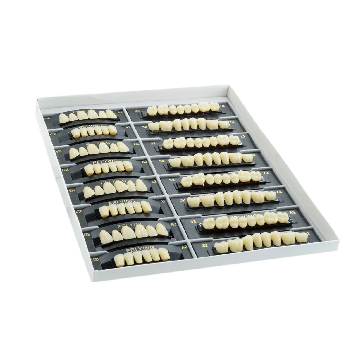 84 pçs/caixa dental resina sintética conjunto de dentes a2 a3 sombra de duas camadas acrílico dentadura boca cheia falso cuidados orais falso conjunto completo de dentes