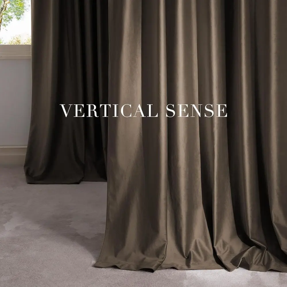 Beigefarbene Samtvorhänge für Wohnzimmer, 96 lang, 2-teiliges Set, Tülle oben, weich, raumverdunkelnd, 52 B x 96 L