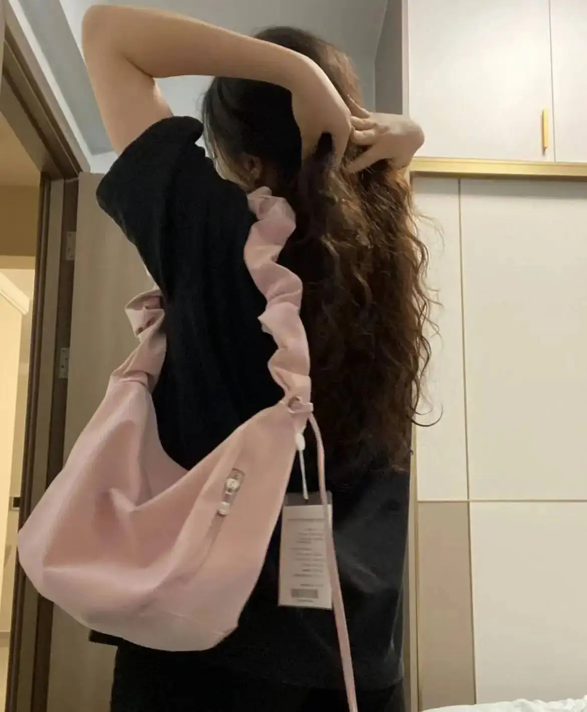 Bloom Haruku Pink Hobos Purse Women New Pu Leather Chic Casual Crossbody Bags Ladies Large Capacity Messenger Bag Y2k