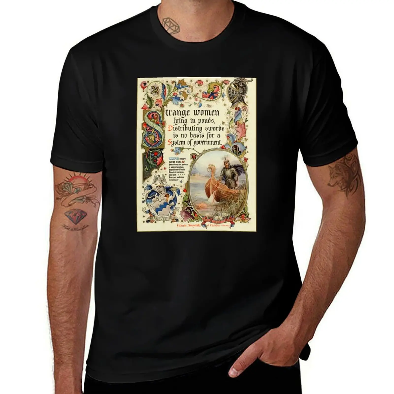 Strange Women Lying in Ponds manuscript T-Shirt Work Casual Loose Fit T-Shirt