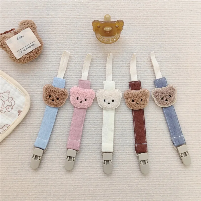 New Fabric Cute Bear Baby Pacifier Chain Cartoon Knot Clip Tying Rope Anti Fall Chain Strap Toy Pacifier Chain