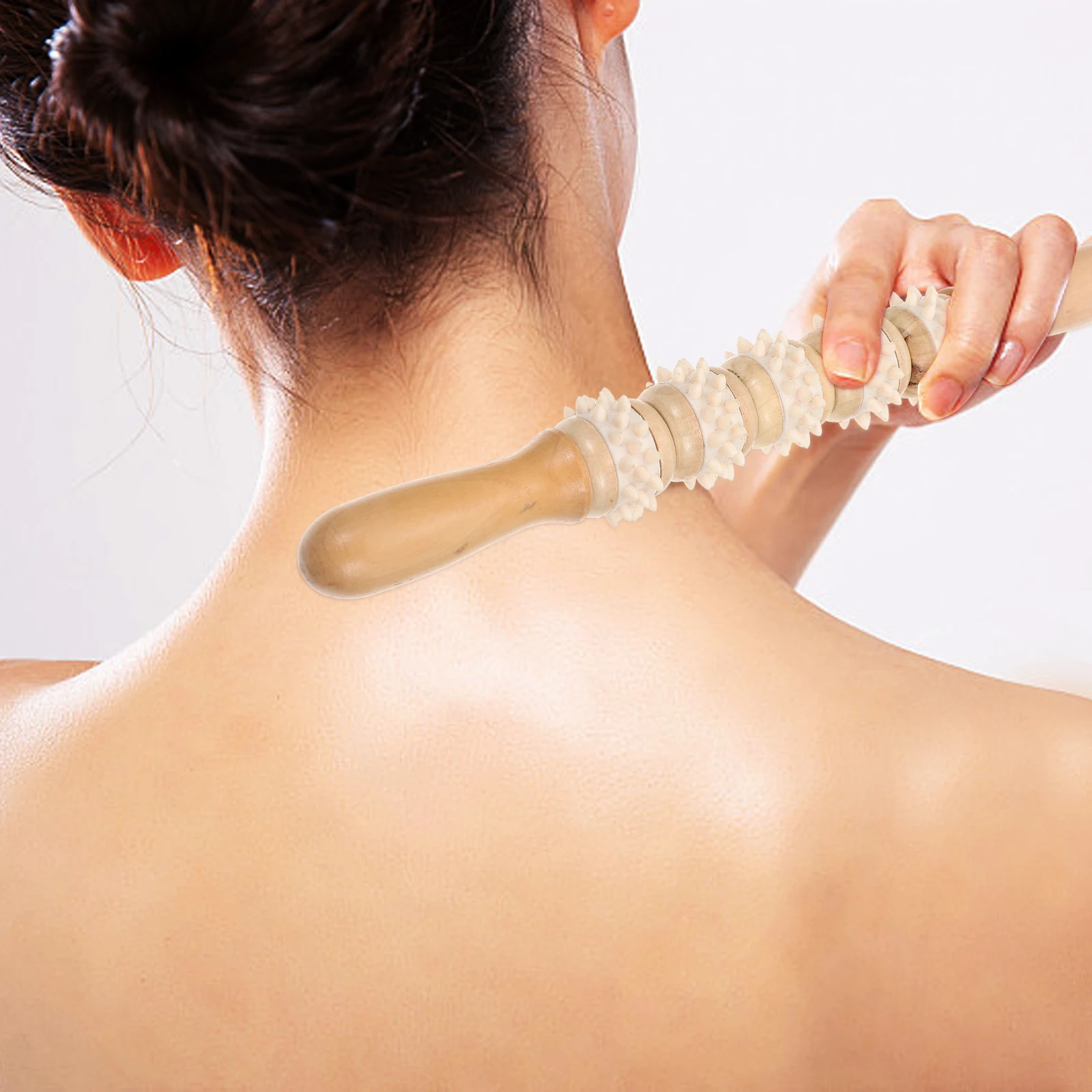 جهاز تدليك دوار خشبي لكامل الجسم، أداة تدليك نقطة الوخز، أداة دوارة محمولة لعلاج الظهر والقدم