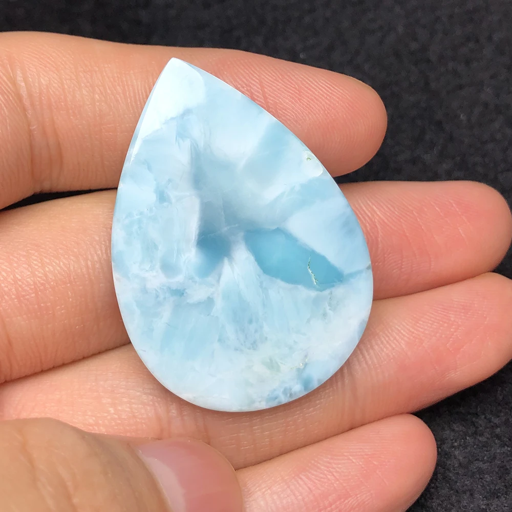 Batu laut dominika alami pearalima Larimar batu laut Pear30.9 * 43.5*8mm93.6 karat liontin cincin batu telanjang dengan batu