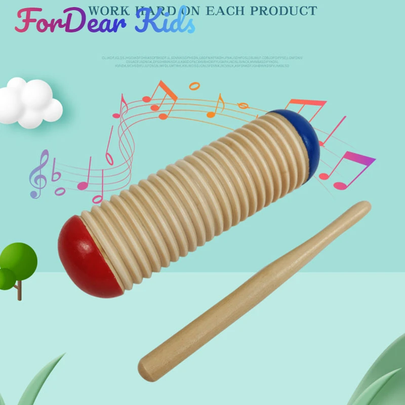 2023 Musical Instrument Rhythm Toy Wooden Guiro Music Toy for Baby Kid Child Early Educational Toys Tool Percussion with Mallet