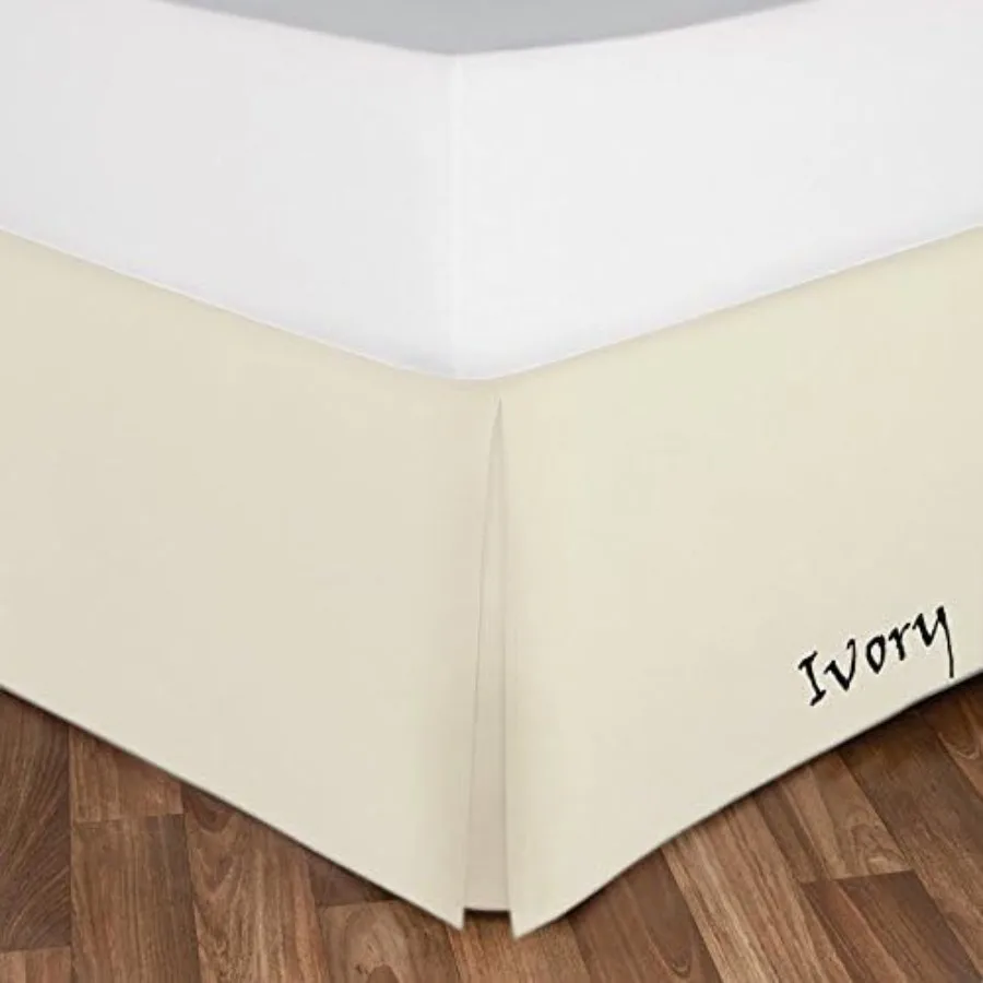 

Queen Size White Bed Skirt with 12 Inch Drop for Bedroom Decoration Elegant Ivory Pleated Design Heavy Duty 100 Cotton Blend Fa