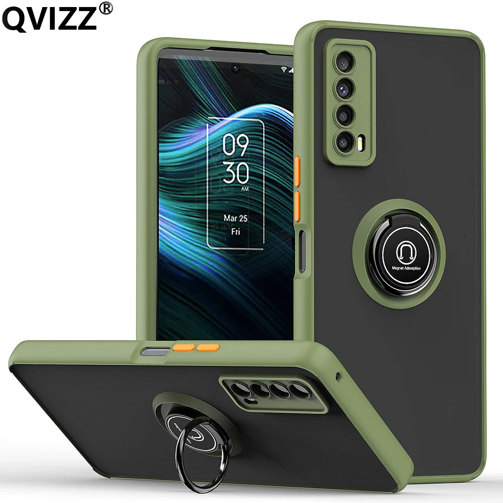 Case for TCL Stylus 5G Luxury Transparent Matte Bracket Car Ring Holder Armor Shockproof Phone Cover TCL 20 XE TCL REVVL V+ 5G