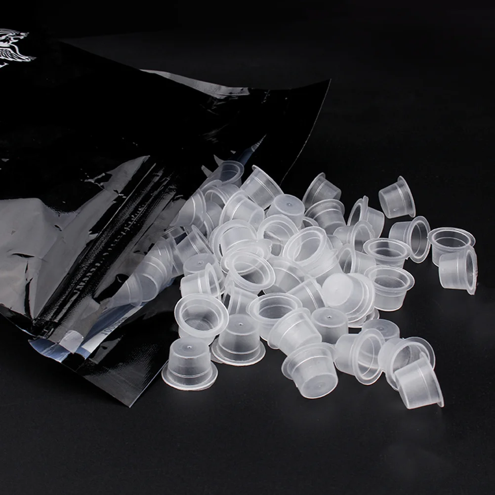 

500Pcs Makeup Ink Cups Clear Disposable Containers for Tattoo Pigments Eyelash Extension Permanent Cosmetics Tools Supplies