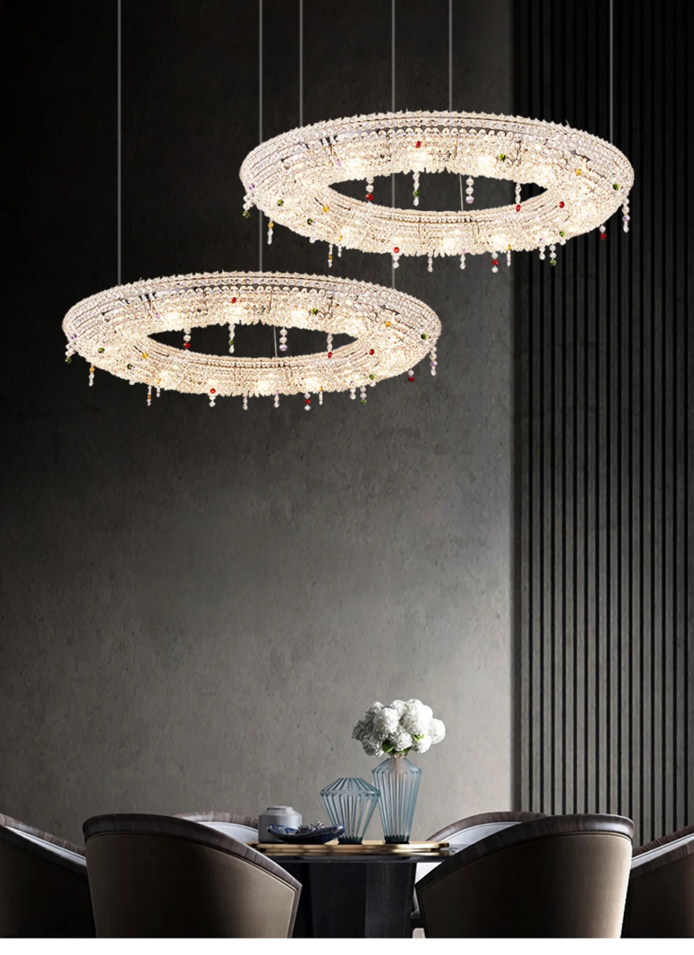 Home K9 Crystal Collection Round Rectangular Chandelier
