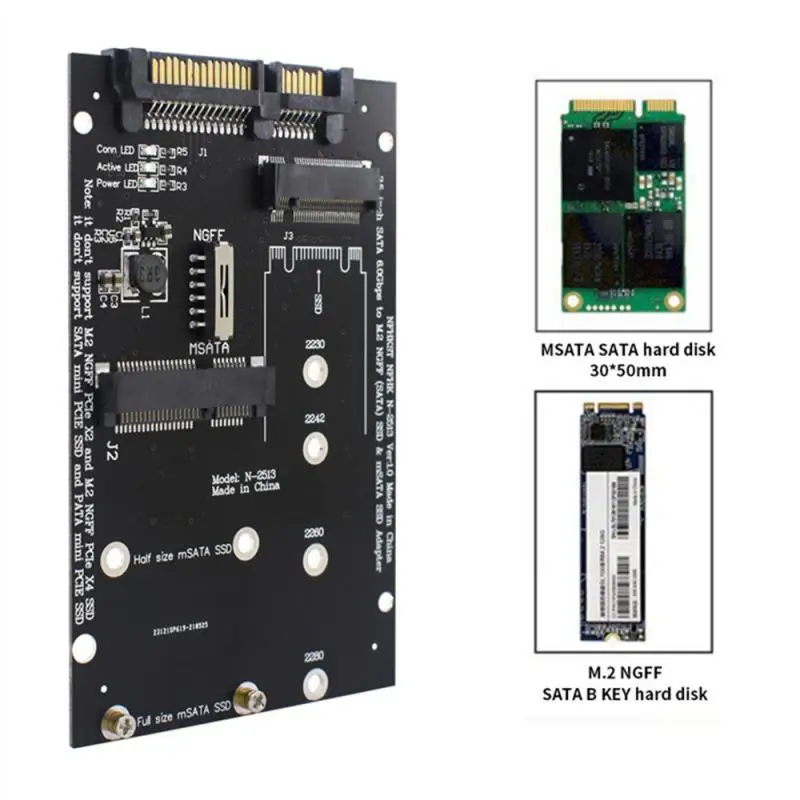 Msata To Sata Adapter 2.5 Inch M2 To Sata Adapter Board 60Gdps M2 SSD Adapter M.2 NGFF Sata And Msata SSD Adapter For PC