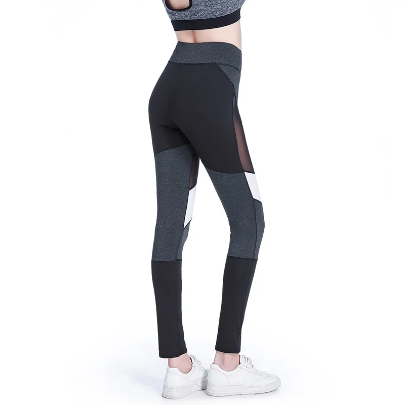 Women Splice Running Yoga Long Pants High Waist Mesh Seamless Leggings Training Fitness Gym Elastic Sportswear Sport Pants