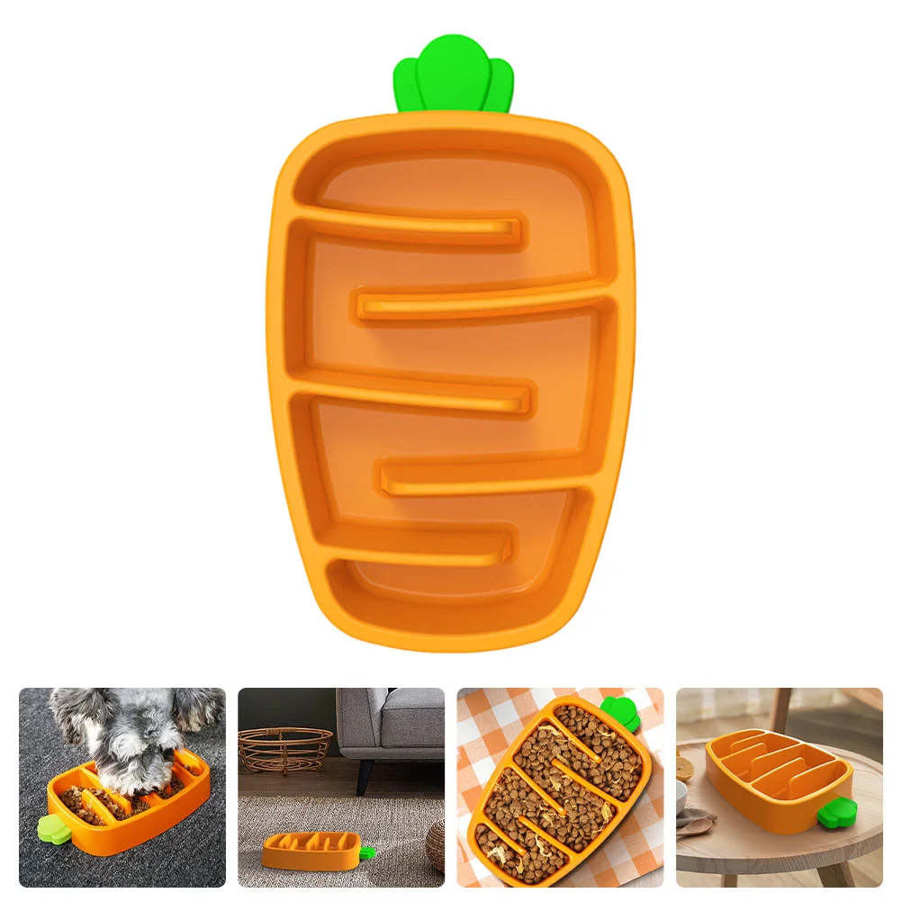 

Slow Food Bowl Puppy Feed Dog Eating Train Carrot Shaped Feeder Silica Feeding Easy to Clean