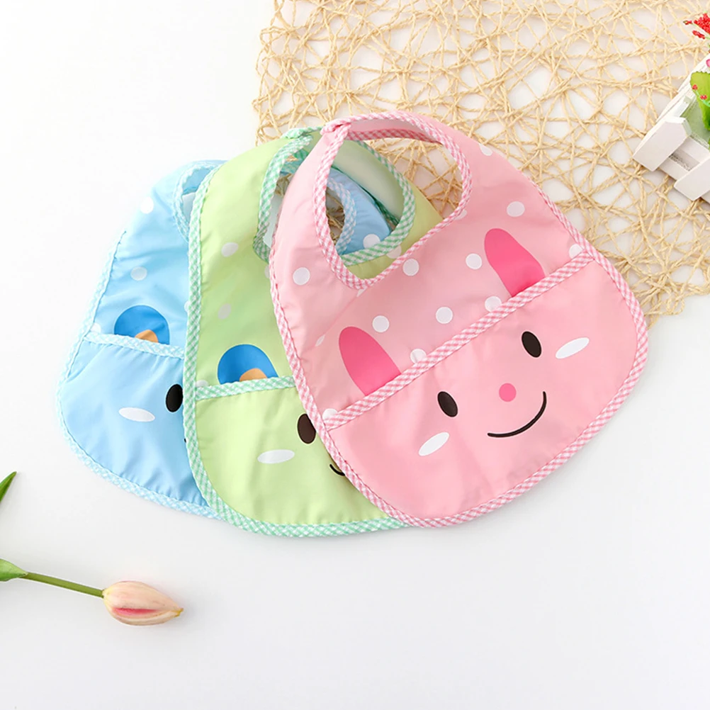 

3pcs Waterproof Bibs Baby Toddler Newborn Feeding Teething Drooling Towels Cartoon Design Easy Carry Keep Outfits Clean