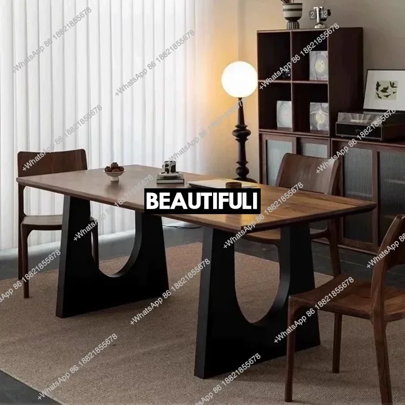 

Nordic Retro Solid Wood Dining Table Italian Minimalist Long Wabi-Sabi Style Conference Table