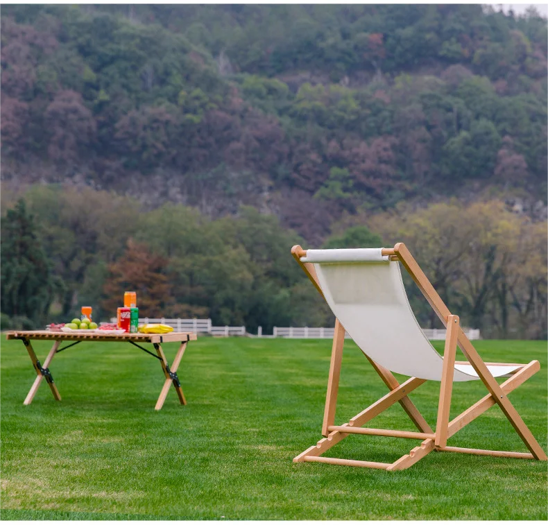 Personalização ao ar livre cadeiras de praia de madeira maciça portátil cadeira de acampamento piscina espreguiçadeira jardim pátio dobrável chaise