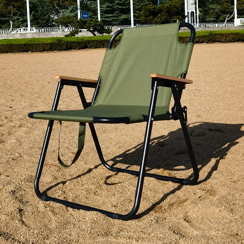 

Modern Outdoor Portable Folding Camping Chair with Armrest Backrest Stainless Steel Garden Furniture for Parks and Gardens
