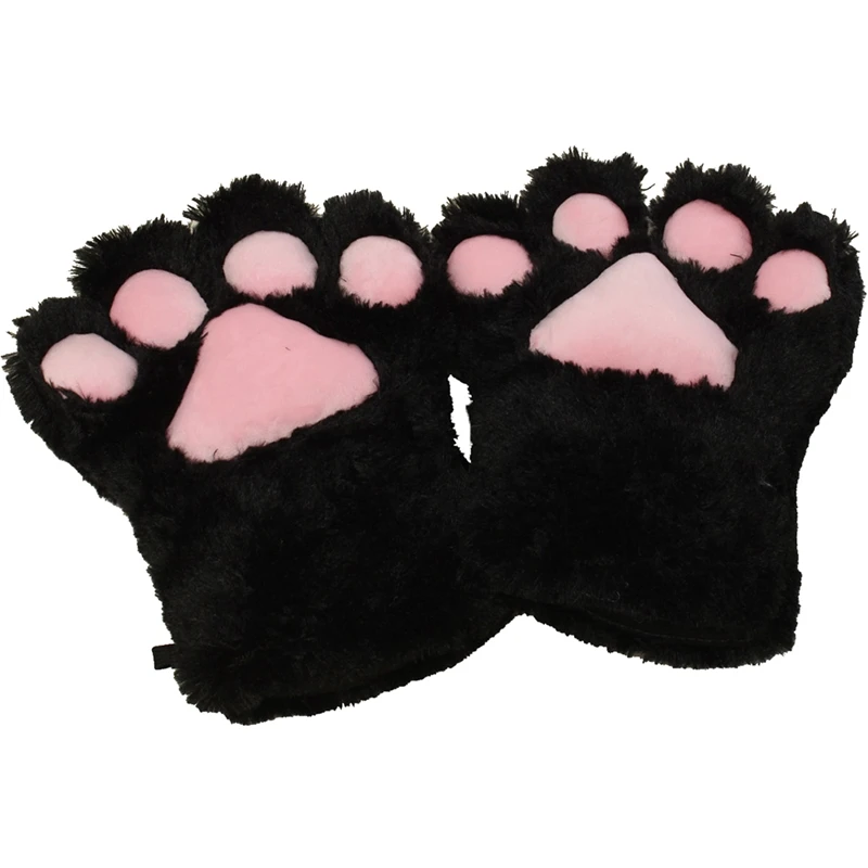 Kitten Cat Maid Cosplay Roleplay Anime Costume Gloves Paw Ear Tail Tie Party Color:Black Whole Set