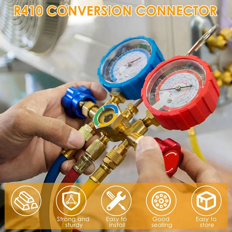 R410 adapter kit metall mini split vakuumpumpen set robuster r410 konverter stecker langlebiger 1/4sae bis 5/16sae adapter