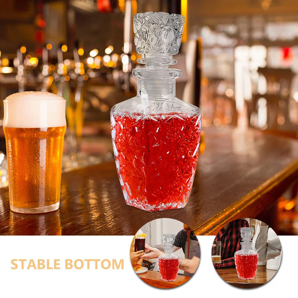 

2Pcs Transparent Glass Wine Bottle Thickened Elegant Design Liquor Bottle for Wine Storage Liquor Glasses