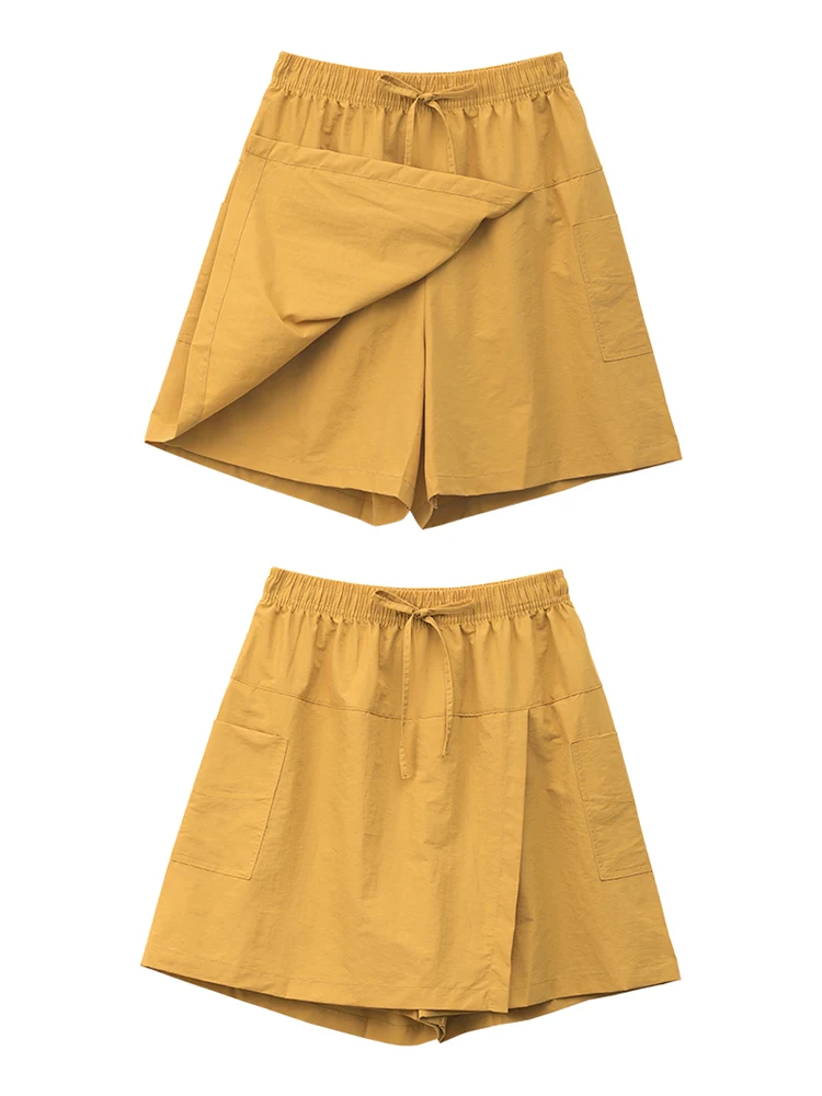 Sommer-Damen-Shorts Schnelltrocknend Leichtgewichtig Mit Taschen Vorderer Schlitz Cargo-Hose Hohe Taille Knielange Shorts Sportliche Freizeithose – Detail 27