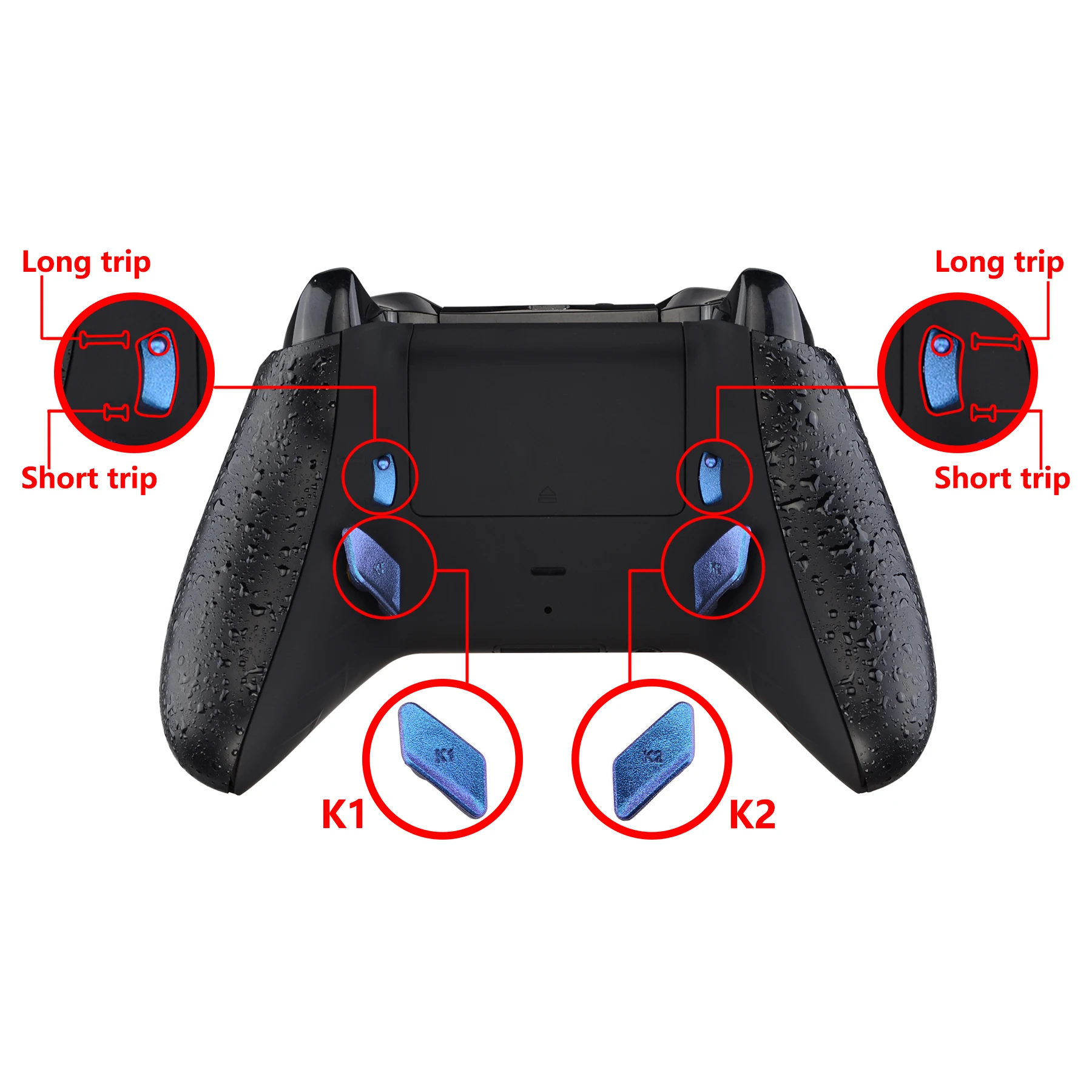 EXtremeRate-Kit de remappage et d'arrêt de certes pour manette Xbox One S X, boutons caméléon, violet, bleu brillant, palettes K1, K2, LOFTY