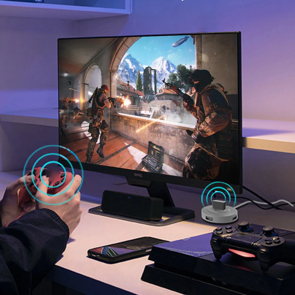 블루투스 호환 USB 5.3 어댑터, 데스크톱 PC 노트북용, 윈도우 11, 10/8.1, BT 오디오 송신기, 무선 어댑터 지지대