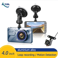 4inch Dash Cam Aluminium Alloy Full HD 1080P Night Vision Front Rear View Loop Recording Dashboard Car DVR 2Lens Black Box