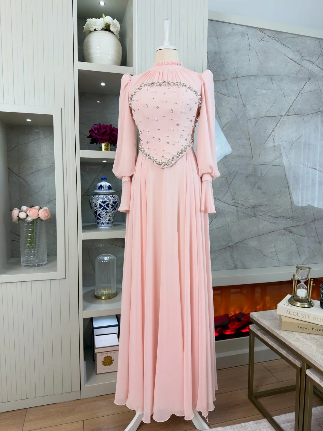 

Aura Round Neck Pink Dress Elegant Luxury Elegant Party Dresses Custom Made A Word Beading Green Prom Dresses Robe Designer Luxe