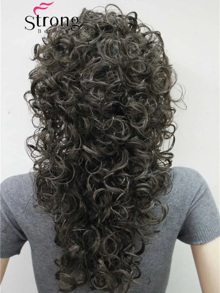 StrongBeauty Long Super Curly Dark Brown Full Synthetic Wig Women\'s Wigs COLOUR CHOICES