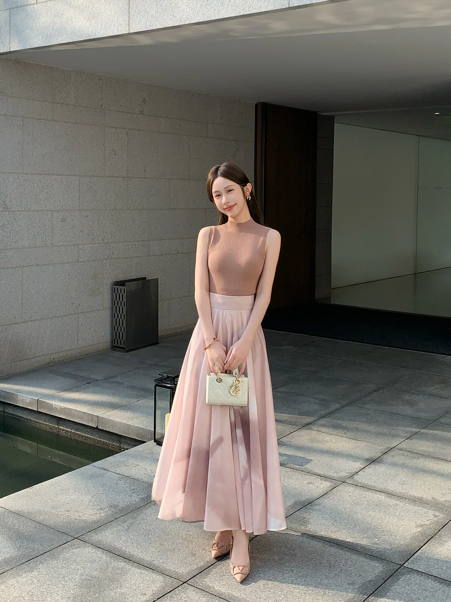 High Waist A-Line Midi Skirt Women's Summer 2026 Slimming Full Skirt Celebration Special Artistic Sister Style Polyester