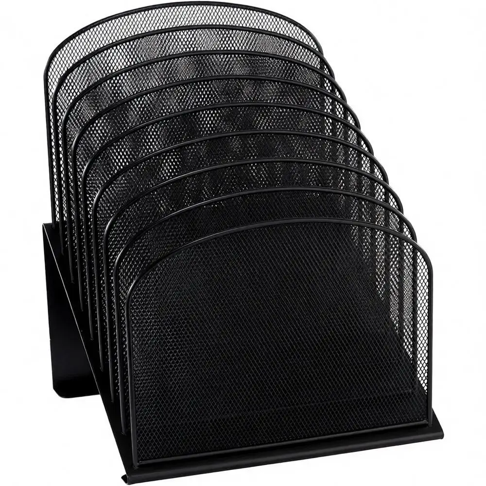 

8-Tier Steel Mesh Desk Organizer for Office and Classroom Mail Sorting in Black