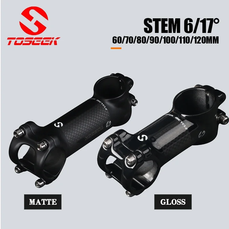 

TOSEEK Ultralight Bicycle Stem Carbon Fiber Road Mountain Bike Handlebar Stem 31.8 MTB Power 6/17degree Bike Table Cycling Part