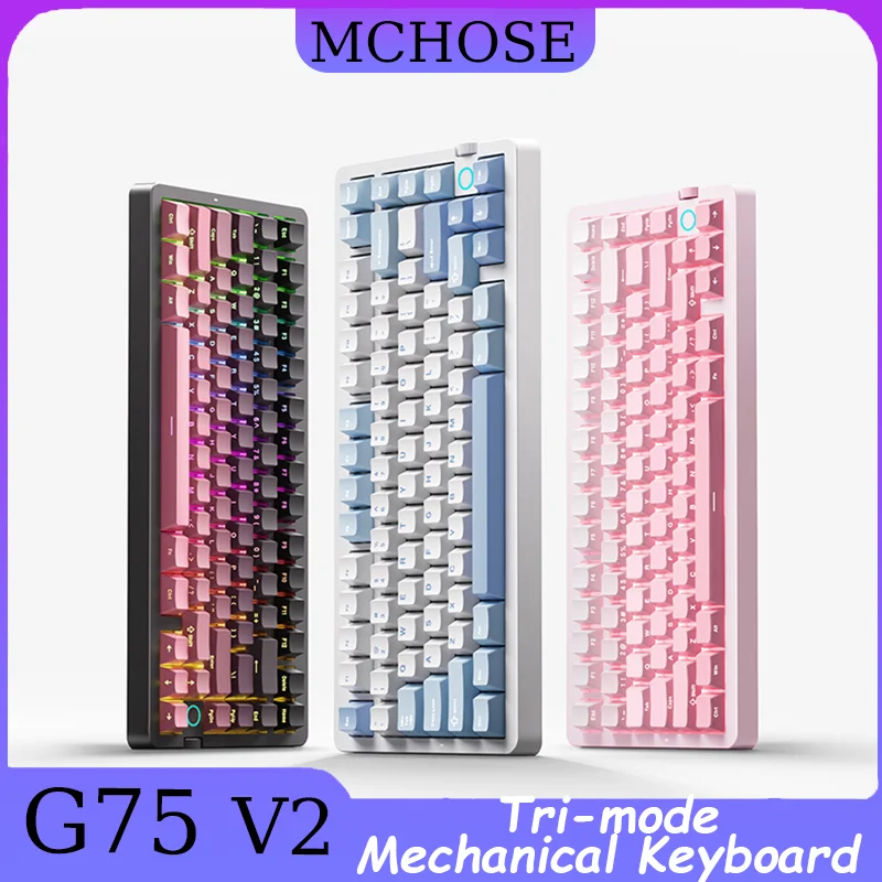 

MCHOSE G75 V2 Wired/Wireless/Bluetooth Gaming Mechanical Keyboard 75% Hot-swappable 2.4G RGB Tri-mode Gasket Structure Gift