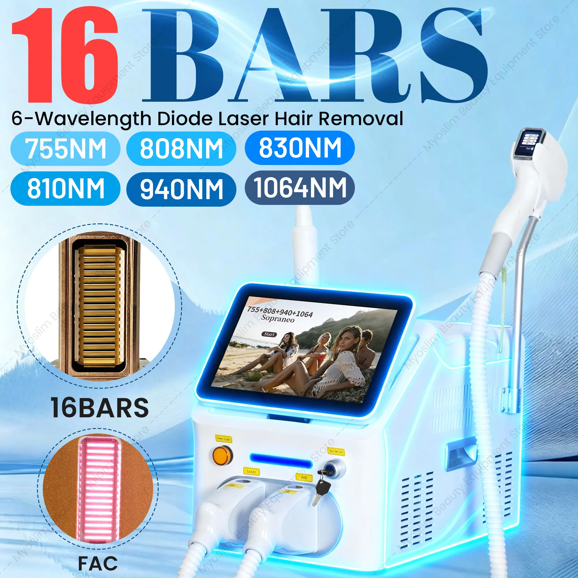 5000W 2IN1 Diode Laser Hair Removal Machine 6 Waves 10Bars Picosecond Q Switch ND YAG 1064NM Tattoo Pigment Removal Beauty Salon