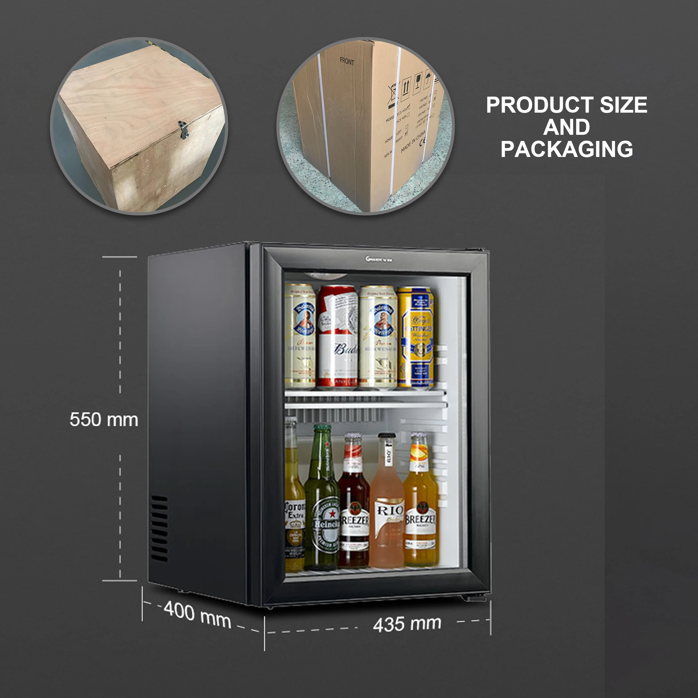40L No Noise mini compact refrigerator domestic small refrigerator with glass door