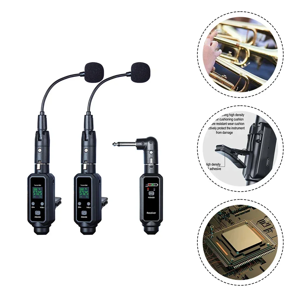 Wireless UHF Saxophone Microphone System Brass Instruments Professional Stage Performance Clip-On Radio Microphone