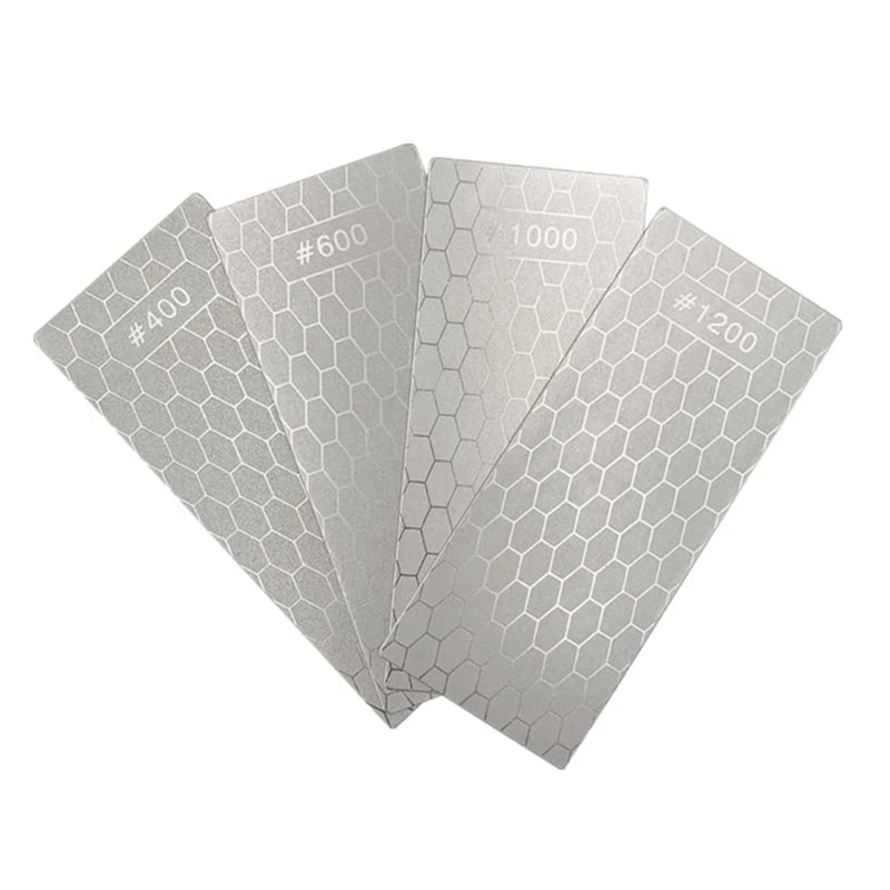 4Pcs Diamond Sharpening Stones,With Non-Slip Mat, 400/600/1000/1200 Grit, Whetstone Honeycomb For Kitchen Sharpening