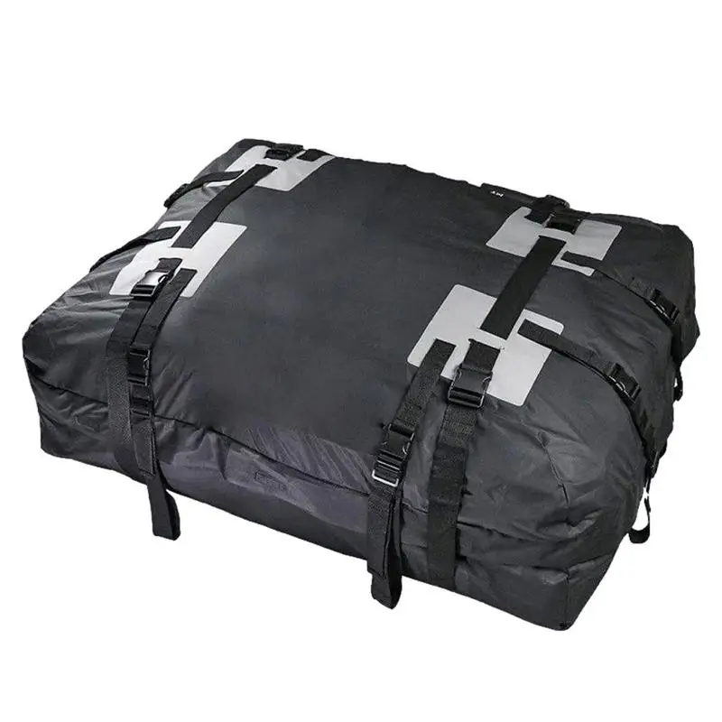 Car Roof Bag 600D Oxford Cloth Roof Rack Cargo Carrier 15 Cubic Feet Foldable Design Car Cargo Roof Bag Waterproof Soft Car Bag