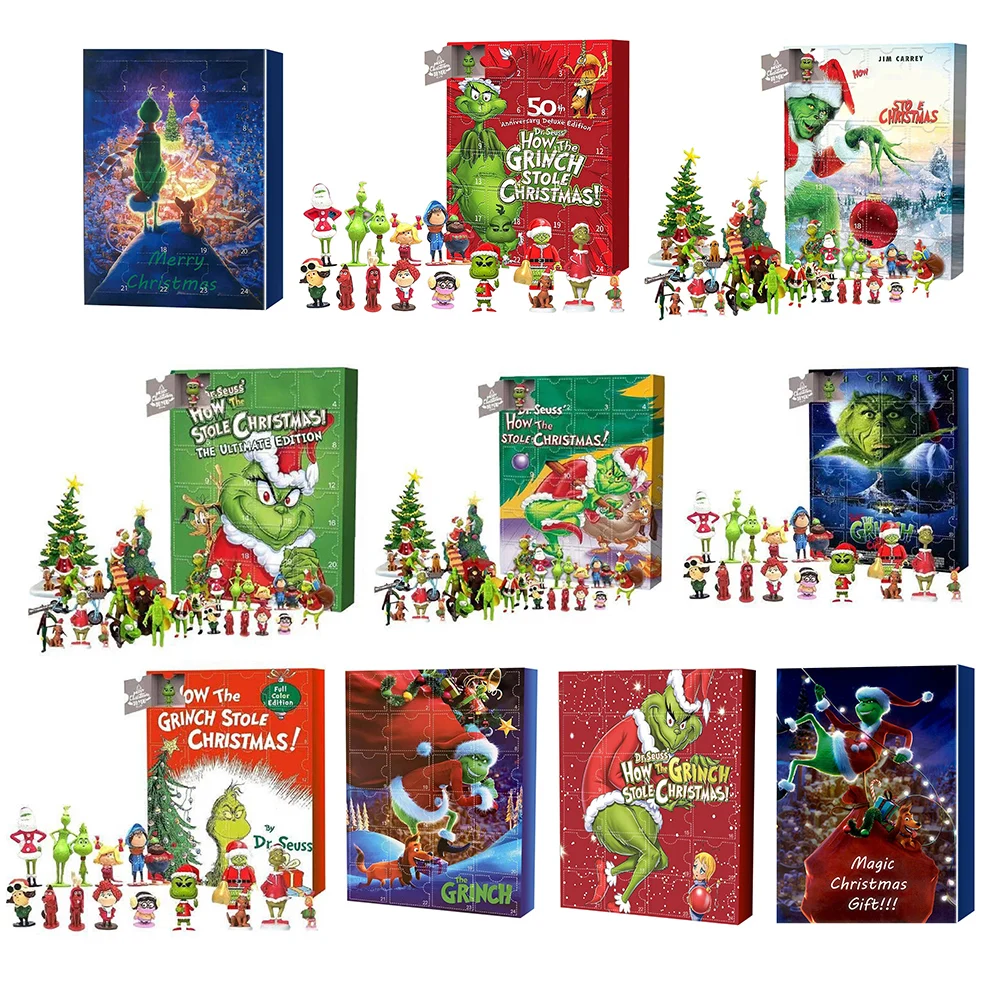 Christmas Decoration Advent Calendar 2024 Cartoon Christmas Figures Advent 24 Days Countdown Calendar Gift Box Panic Figure