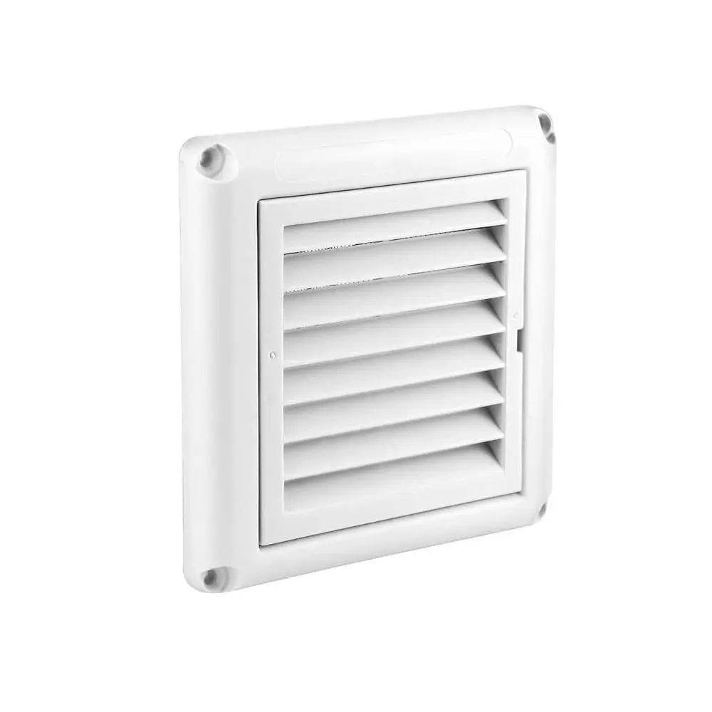 Easy Install Plastic Air Vent With Mesh Screen White Vent Grille Square Wall Vent Weather & UV-Resistant