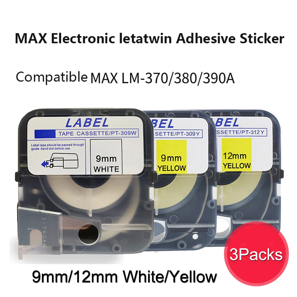 

3Pcs MAX Electronic letatwin Adhesive Sticker compatible LM-309Y LM-309W LM-312Y LM-312W for LM-300MAX LM-370E/370A/380A/LM-390A