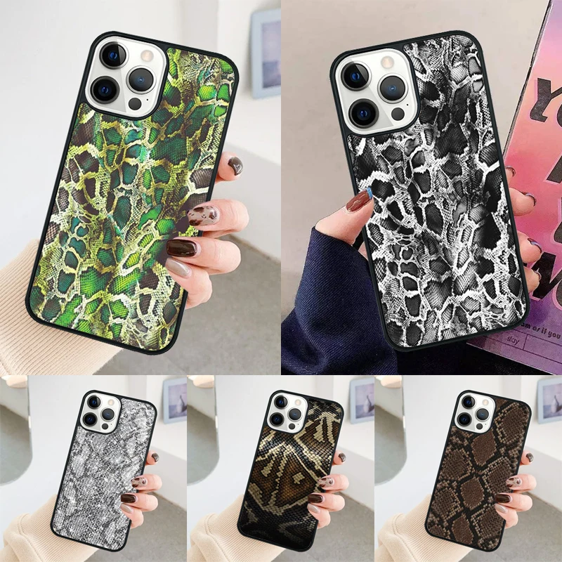 Snake Skin print phone case Cover For iPhone 14 15 16 Pro Max SE 2020 coque For apple 11 12 13 Pro Max Mini 7 8 Plus