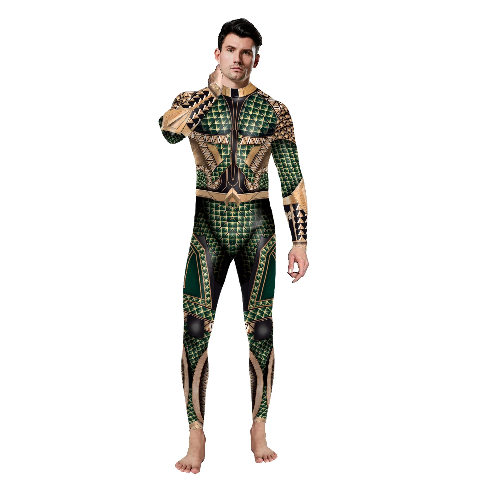 Movie Men's Role-playing Jumpsuit Aquaman Boys Handsome Tight Jumpsuit Halloween Muscle Macho Costume Stage Performance Costume