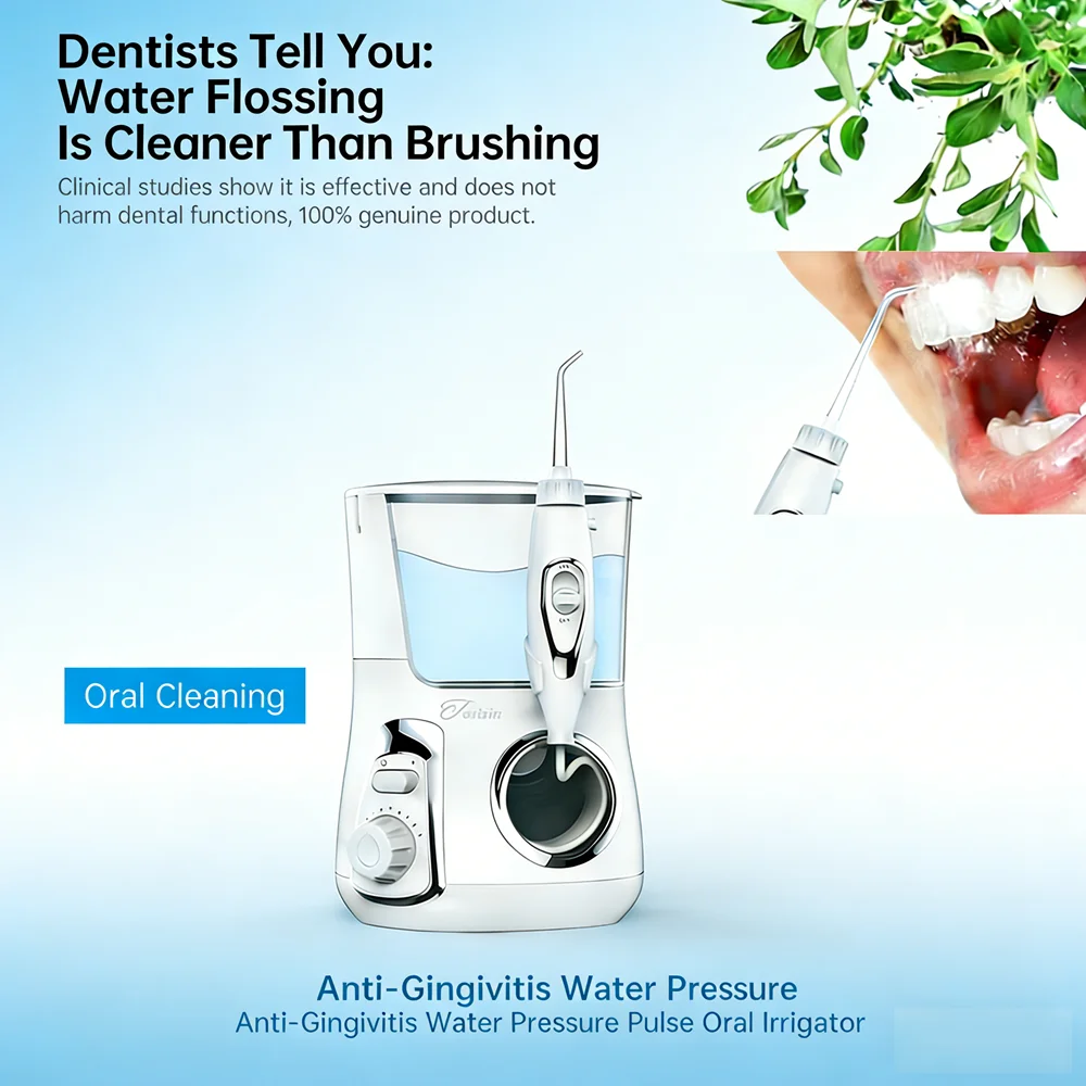

Desktop 800ML Dental Irrigator with 10 Modes, 5 Multi-Function Jet Tips, Water Flosser for Deep Oral Hygiene & Care