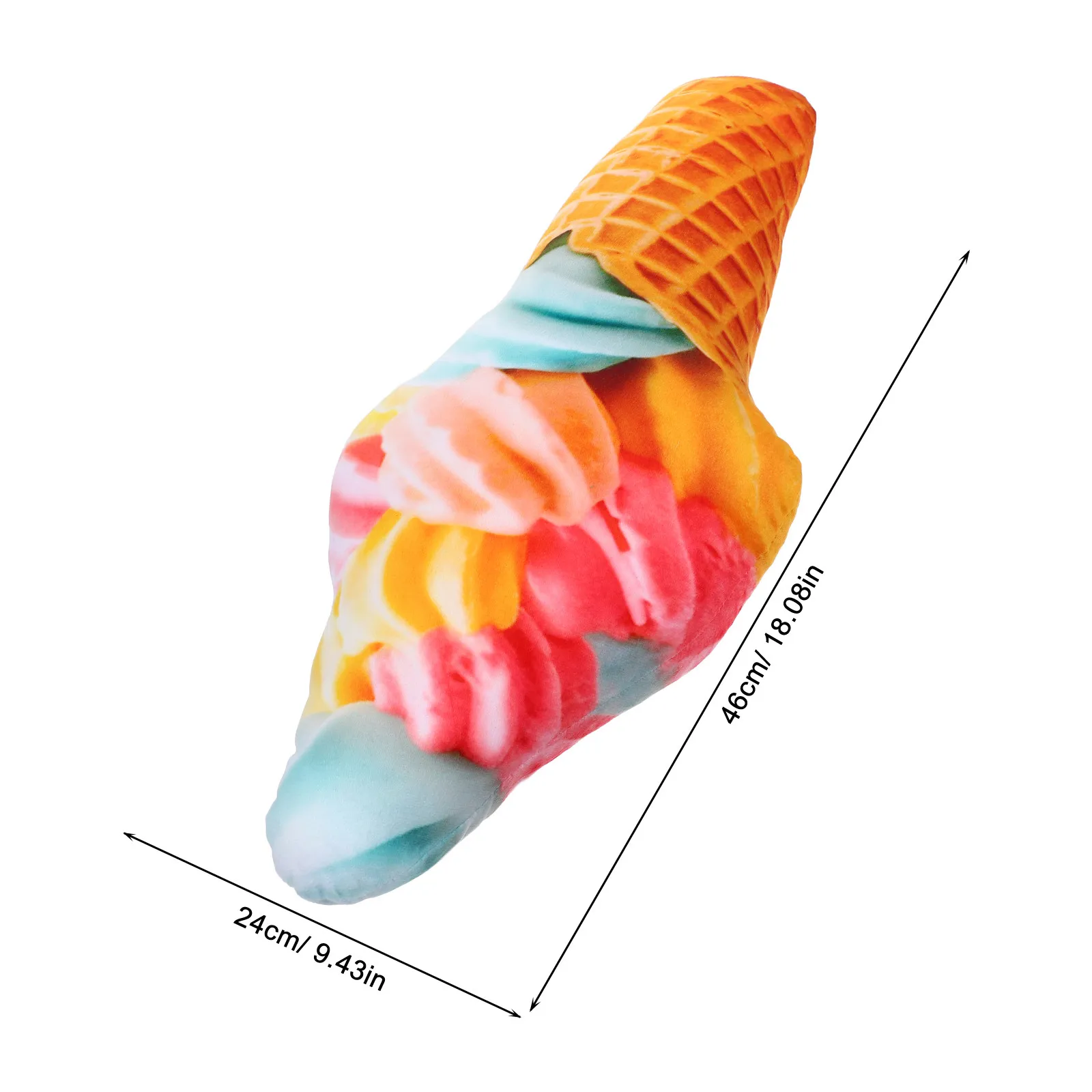 Poduszka w kształcie lodówka, 45 cm, kreskówkowa poduszka w kształcie rożka lodowego, przytulna poduszka pod lędźwie i plecy do sypialni, na sofę, do siedzenia.