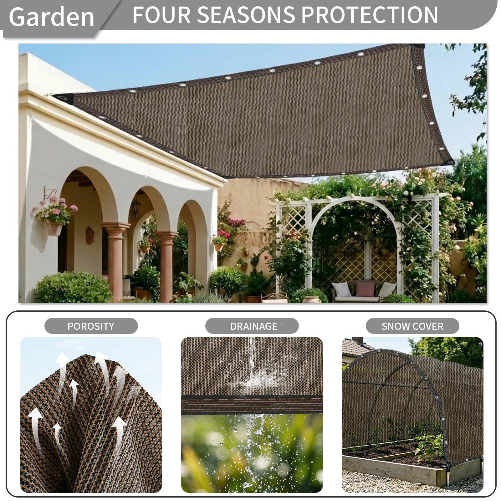 Durable 1/2/3/4M UV Protection Canopy Outdoor Sun Shade Net for Garden Patio Plant Sunshade Sail Greenhouse Outdoor Pavilion