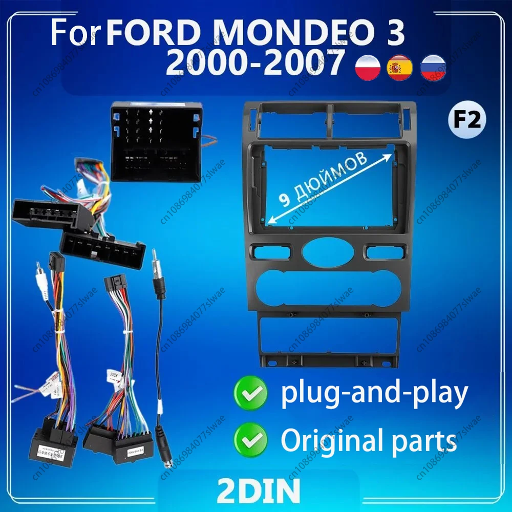 9 inch For FORD MONDEO 3 2000-2007 Car Radio Fascias Android MP5 Stereo Player 2Din Head Unit Panel Frame